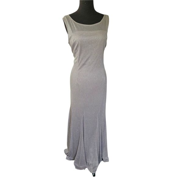 Alex Evenings Mom of Bride/Groom Sleeveless Sparkle Gown Dress Taupe 14  PETITE